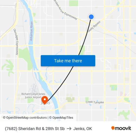 (7682) Sheridan Rd & 28th St Sb to Jenks, OK map