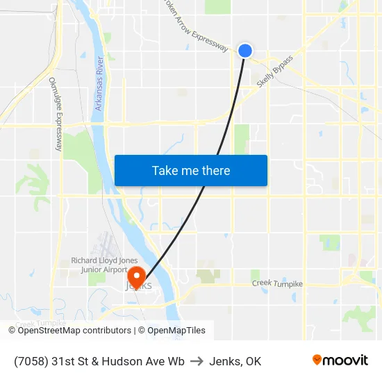 (7058) 31st St & Hudson Ave Wb to Jenks, OK map