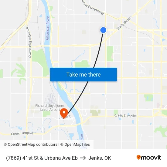 (7869) 41st St & Urbana Ave Eb to Jenks, OK map