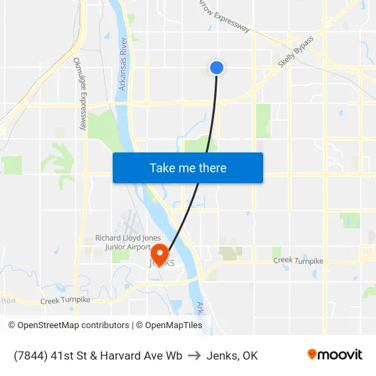 (7844) 41st St & Harvard Ave Wb to Jenks, OK map