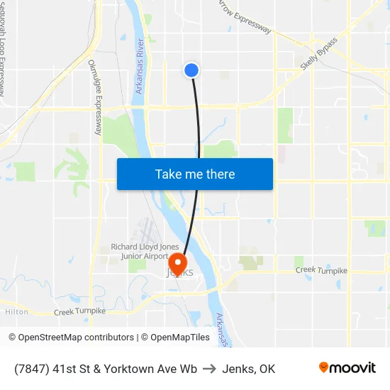(7847) 41st St & Yorktown Ave Wb to Jenks, OK map