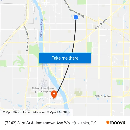 (7842) 31st St & Jamestown Ave Wb to Jenks, OK map