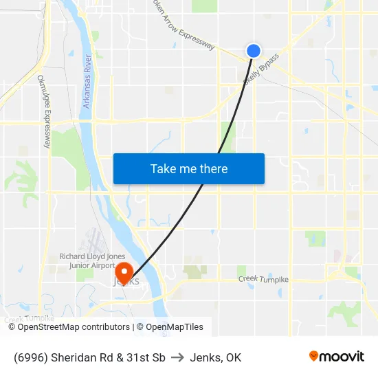 (6996) Sheridan Rd & 31st Sb to Jenks, OK map