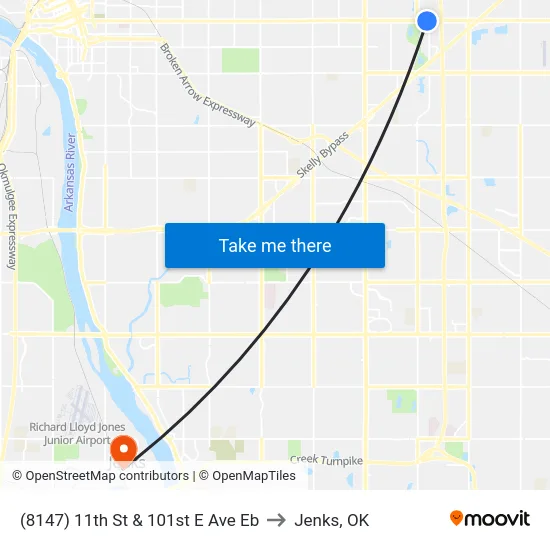 (8147) 11th St & 101st E Ave Eb to Jenks, OK map