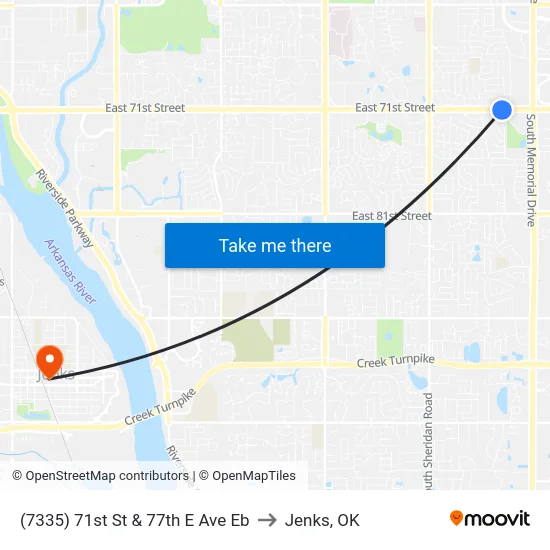 (7335) 71st St & 77th E Ave Eb to Jenks, OK map