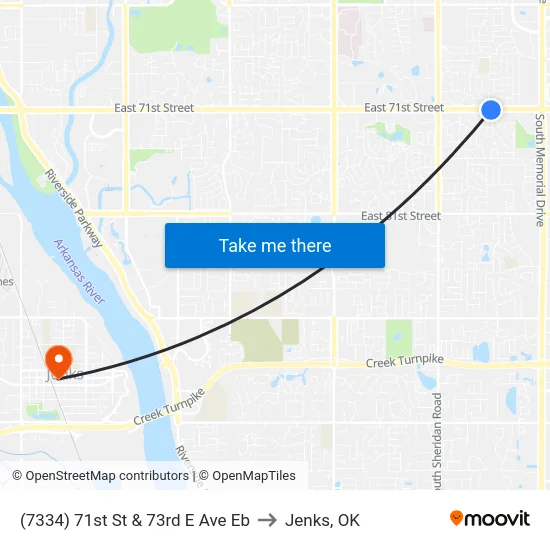 (7334) 71st St & 73rd E Ave Eb to Jenks, OK map