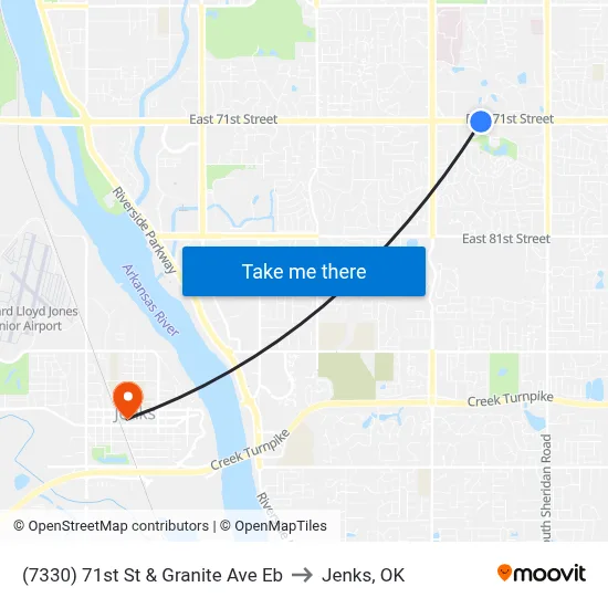 (7330) 71st St & Granite Ave Eb to Jenks, OK map