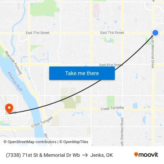(7338) 71st St & Memorial Dr Wb to Jenks, OK map