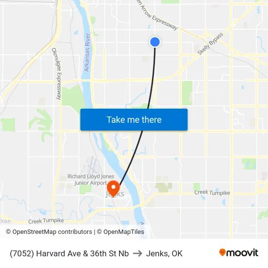 (7052) Harvard Ave & 36th St Nb to Jenks, OK map