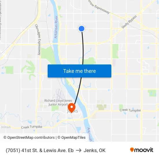 (7051) 41st St. & Lewis Ave. Eb to Jenks, OK map