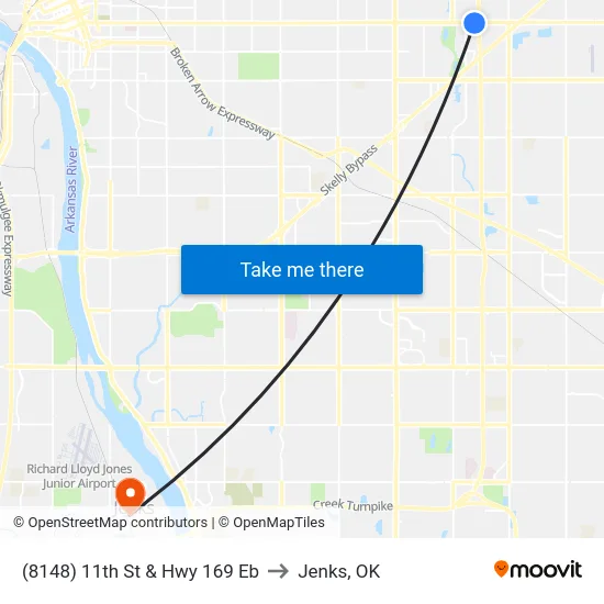 (8148) 11th St & Hwy 169 Eb to Jenks, OK map
