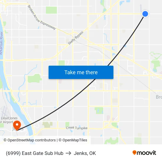 (6999) East Gate Sub Hub to Jenks, OK map