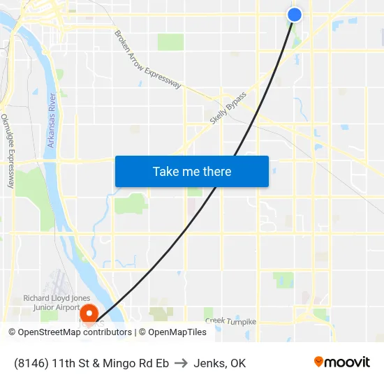 (8146) 11th St & Mingo Rd Eb to Jenks, OK map