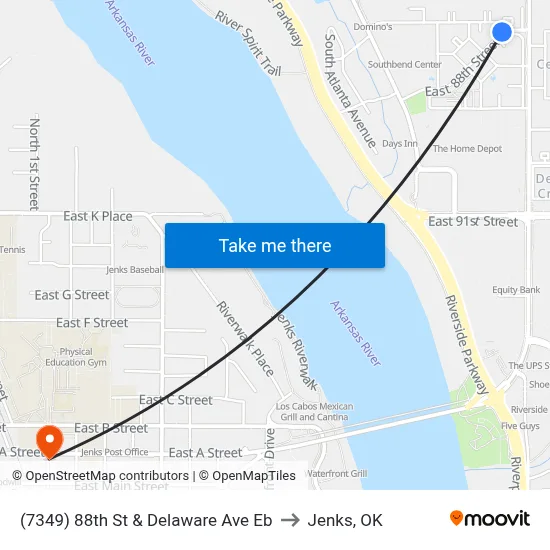 (7349) 88th St &  Delaware Ave Eb to Jenks, OK map