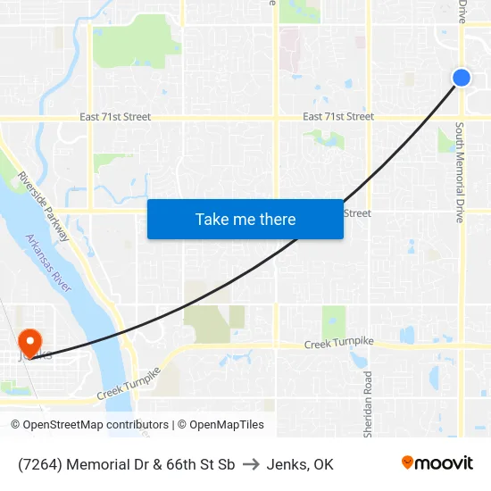 (7264) Memorial Dr & 66th St Sb to Jenks, OK map