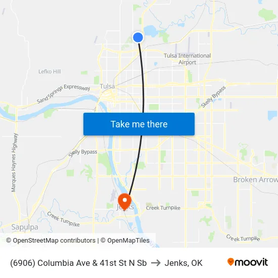 (6906) Columbia Ave & 41st St N Sb to Jenks, OK map