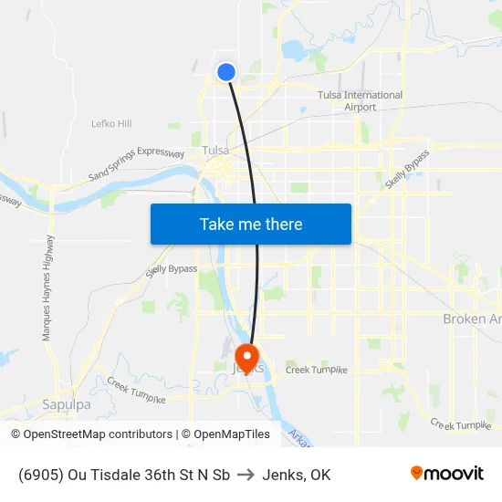 (6905) Ou Tisdale 36th St N Sb to Jenks, OK map