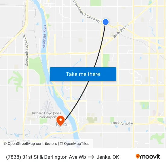 (7838) 31st St & Darlington Ave Wb to Jenks, OK map