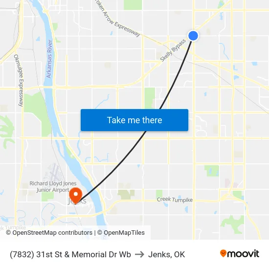 (7832) 31st St & Memorial Dr Wb to Jenks, OK map