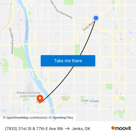 (7833) 31st St & 77th E Ave Wb to Jenks, OK map