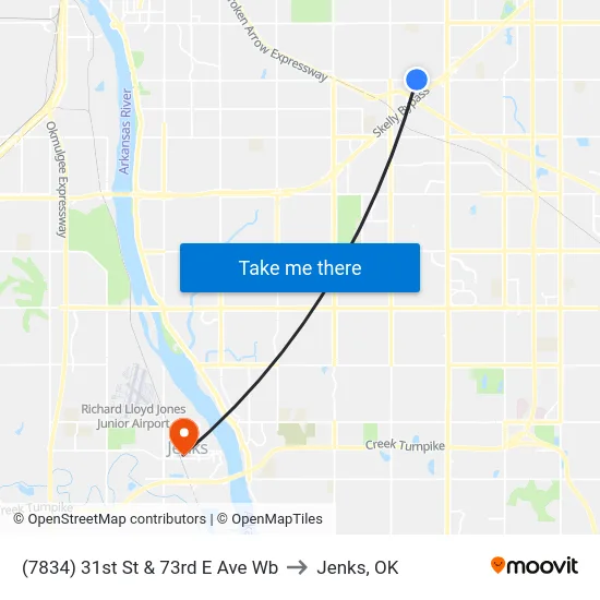(7834) 31st St & 73rd E Ave Wb to Jenks, OK map