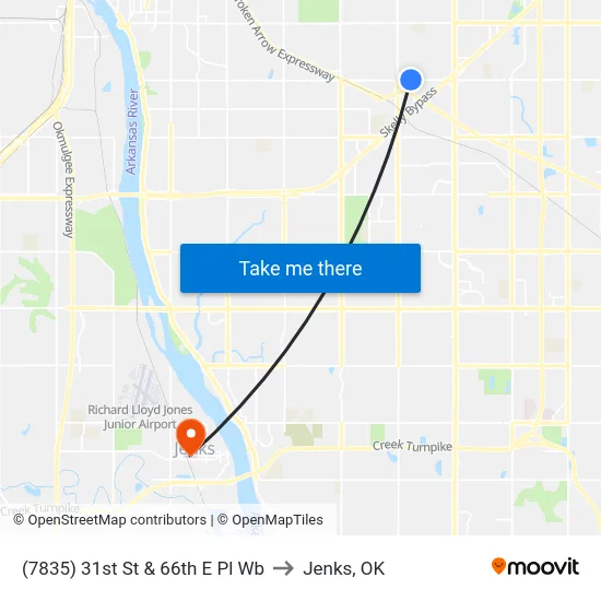 (7835) 31st St & 66th E Pl Wb to Jenks, OK map