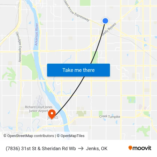 (7836) 31st St & Sheridan Rd Wb to Jenks, OK map