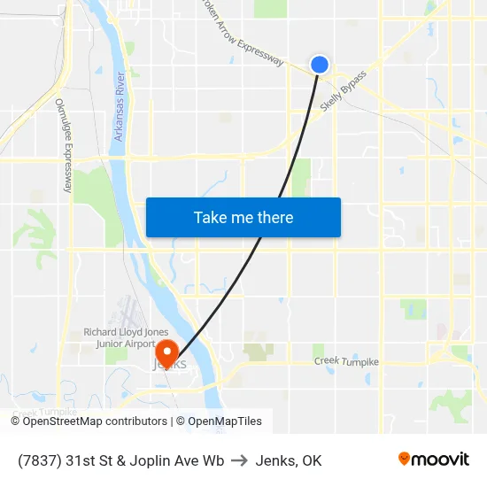 (7837) 31st St & Joplin Ave Wb to Jenks, OK map