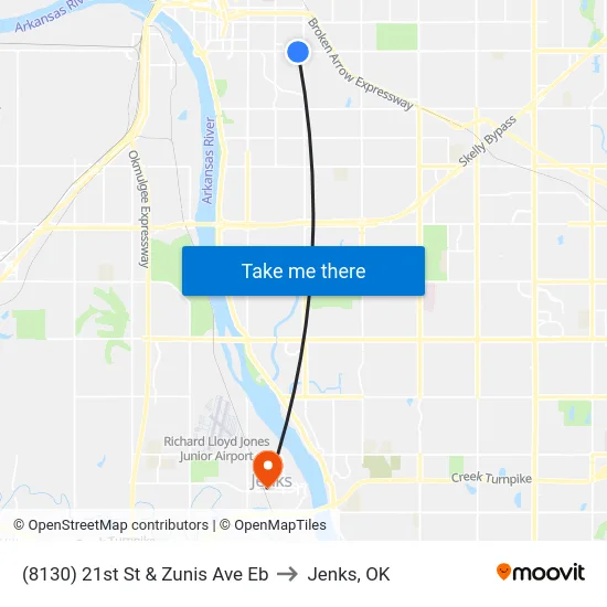 (8130) 21st St & Zunis Ave Eb to Jenks, OK map
