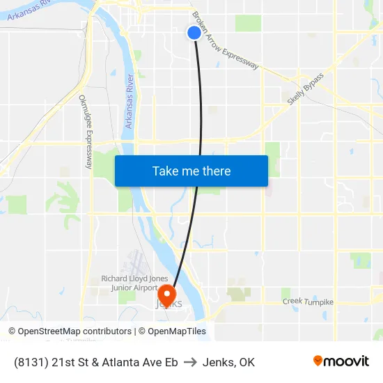 (8131) 21st St & Atlanta Ave Eb to Jenks, OK map