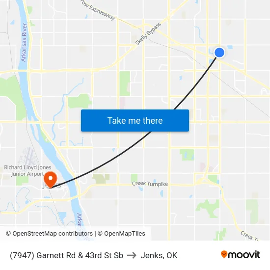 (7947) Garnett Rd & 43rd St Sb to Jenks, OK map