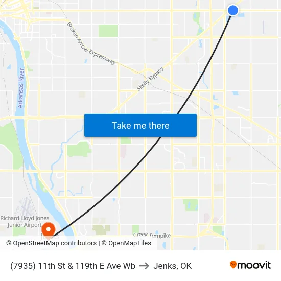 (7935) 11th St & 119th E Ave Wb to Jenks, OK map