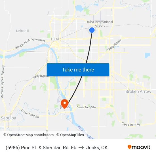 (6986) Pine St. & Sheridan Rd. Eb to Jenks, OK map