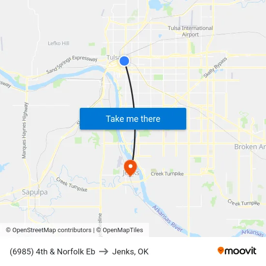 (6985) 4th & Norfolk Eb to Jenks, OK map