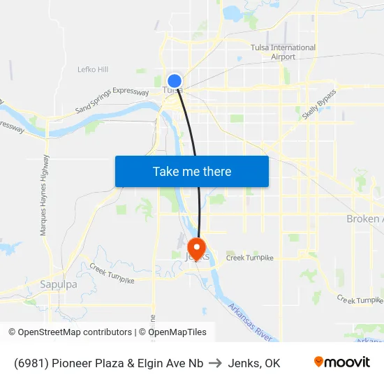 (6981) Pioneer Plaza & Elgin Ave Nb to Jenks, OK map