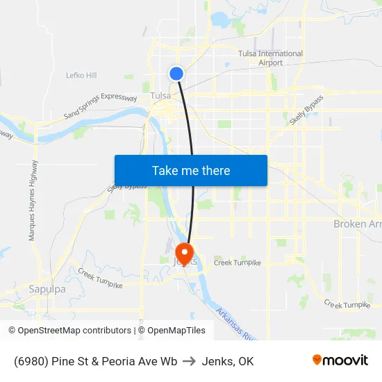 (6980) Pine St & Peoria Ave Wb to Jenks, OK map