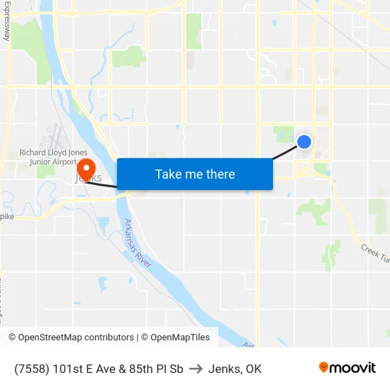 (7558) 101st E Ave & 85th Pl Sb to Jenks, OK map