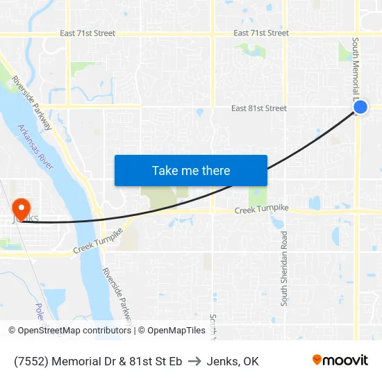 (7552) Memorial Dr & 81st St  Eb to Jenks, OK map