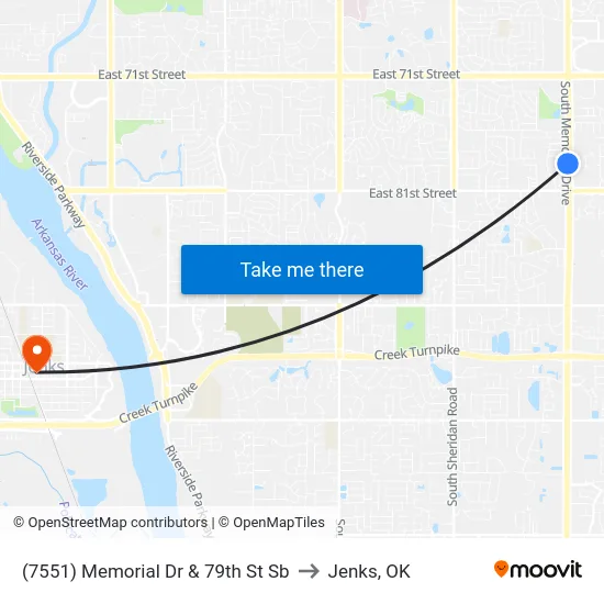 (7551) Memorial Dr & 79th St  Sb to Jenks, OK map