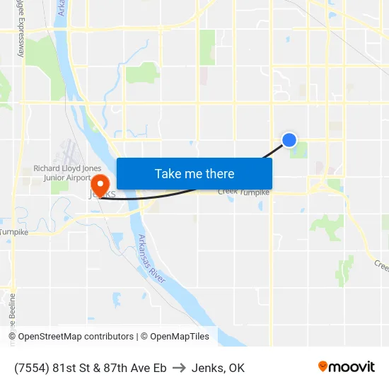 (7554) 81st St & 87th Ave Eb to Jenks, OK map