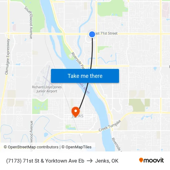 (7173) 71st St & Yorktown Ave Eb to Jenks, OK map