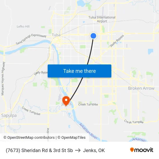 (7673) Sheridan Rd & 3rd St Sb to Jenks, OK map