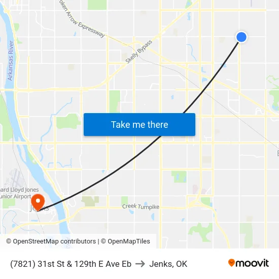 (7821) 31st St & 129th E Ave Eb to Jenks, OK map
