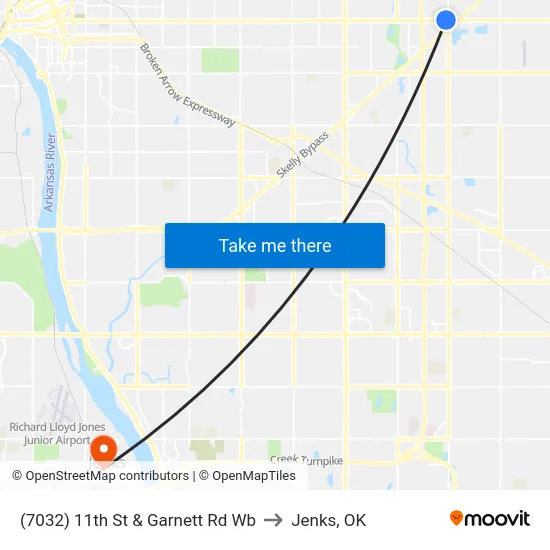 (7032) 11th St & Garnett Rd Wb to Jenks, OK map