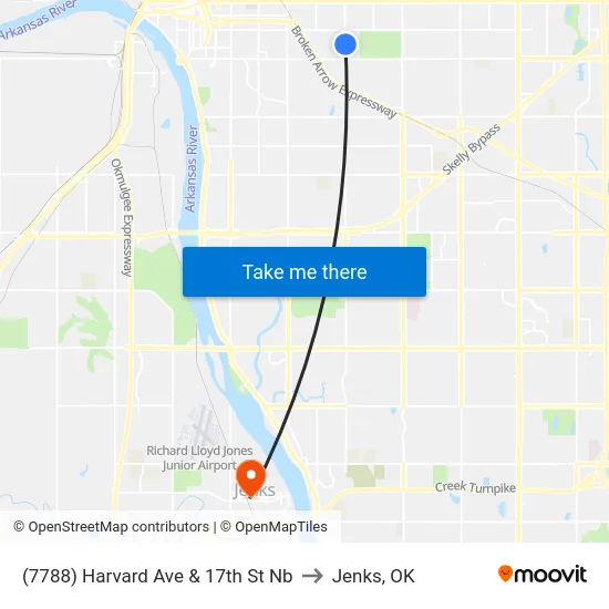 (7788) Harvard Ave & 17th St Nb to Jenks, OK map