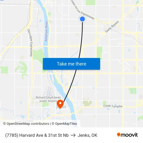 (7785) Harvard Ave & 31st St Nb to Jenks, OK map