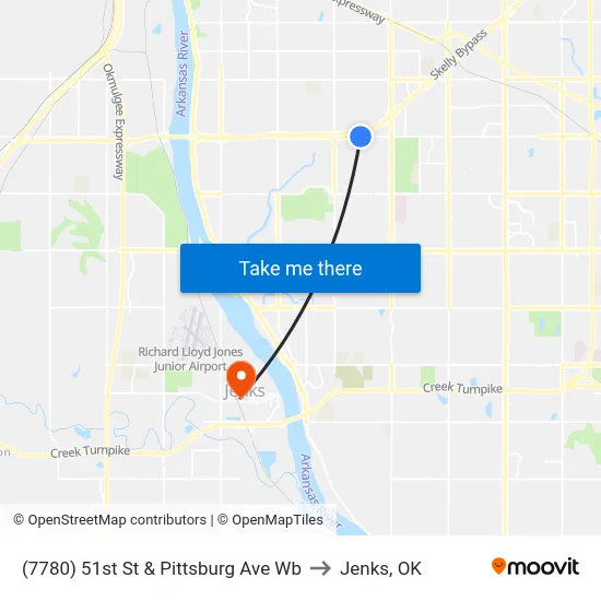 (7780) 51st St & Pittsburg Ave Wb to Jenks, OK map