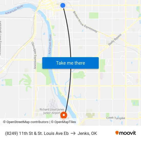 (8249) 11th St & St. Louis Ave Eb to Jenks, OK map
