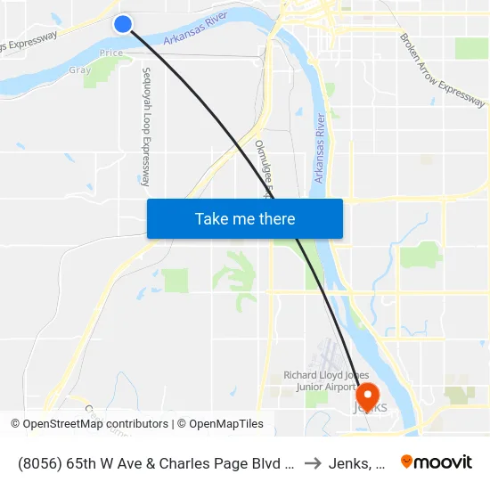 (8056) 65th W Ave & Charles Page Blvd Nb to Jenks, OK map