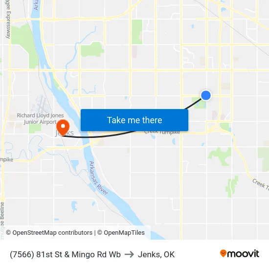(7566) 81st St & Mingo Rd Wb to Jenks, OK map
